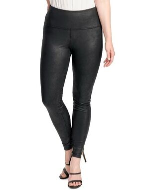 High-Rise Faux Leather Leggings in Black.